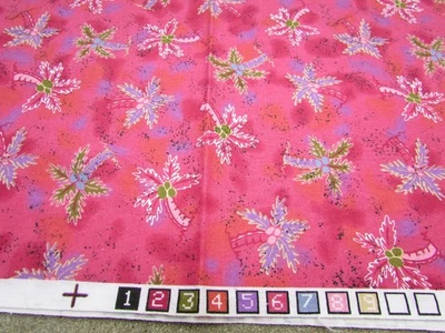 Pink Purple Green White Palm Trees Quilt Cotton Craft Fabric Cut Remnant 3/4 Yd - Image 1 of 4
