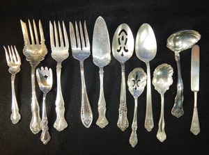 Antique Vintage Silverplate Serving Flatware 12 pcs Ornate Mix Lot Rogers + - Picture 1 of 10