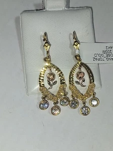 Leverback 14K Topas Rosegold Ohrring Set - Bild 1 von 3