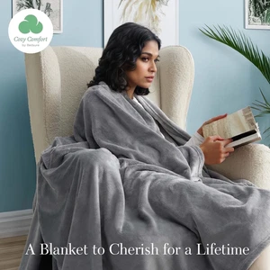 Fleece Throw Blanket for Couch Grey, 260GSM Lightweight Plush Fuzzy Cozy Soft Bl - Picture 1 of 12