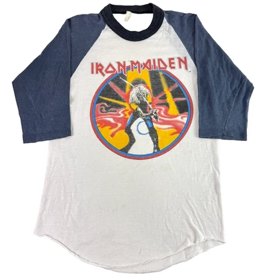 复古 80 年代铁娘子日本 Raglan T 恤 Eddie Katana 1981 年杀手世界巡回演唱会 Med — 第 1/4 张图片