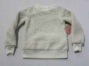 Fabkids Girl's Furry Crew Neck Outerwear Sweatshirt MB2 Cream Size XS NWT - Picture 1 of 3