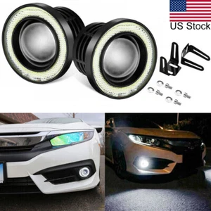2.5'' White LED Fog Light Projector Angel Eye Halo Ring Lights For Honda Civic - Picture 1 of 10