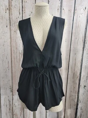 MDS Women's XS Blue Life Black Tie Waist Jumper Romper Jumpsuit With Shorts EUC! - Image 1 of 4