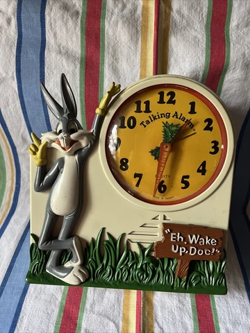 Janex Bugs Bunny Wind-Up Talking Alarm Clock Working Talks Vintage Collectible Cover