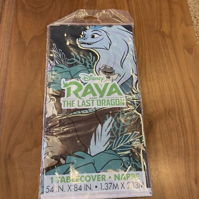 DISNEY RAYA & THE LAST DRAGON PLASTIC TABLE COVER Tablecover Birthday Party RARE - Image 1 of 2