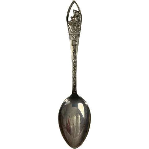 Antique Sterling Silver Souvenir Spoon Death Valley California Cut Out 5-1/2" Cover