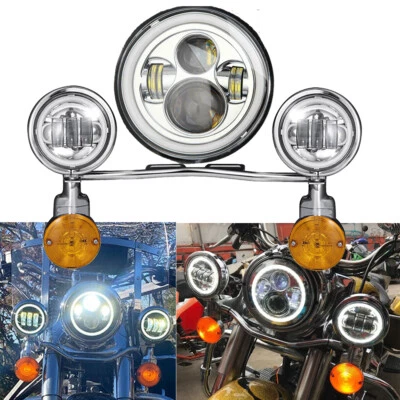 Faro LED 7" + Barra de luces antiniebla de paso de 4,5" para Yamaha V-Star XVS 1100 950 Foto 1 de 4