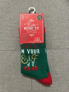 Kids Novelty Christmas Green Socks ‘Believe In Your Elf’ Size 9-12 Gift Festive - Picture 1 of 1