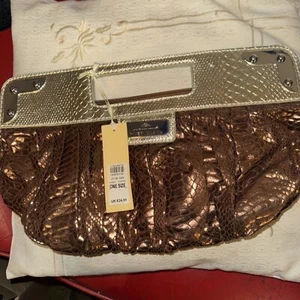 B/NEW RIVER ISLAND HANDBAG BRONZE AND SILVER LOOK - Picture 1 of 10