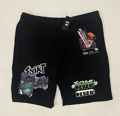 Pantalones Cortos HUF x MARVEL Para Hombre Cintura Elástica SMASH UP POLAR - Negros - 2XL - NUEVOS CON ETIQUETAS Foto 1 de 4