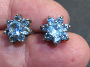 Sterling silver  Blue Topaz  Earrings CPT