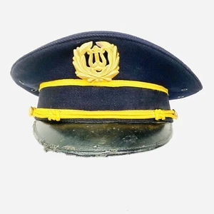 Vntg Craddock Uniforms Obsolete Military Police Hat w Gold Pin Badge Navy Blue - Picture 1 of 11