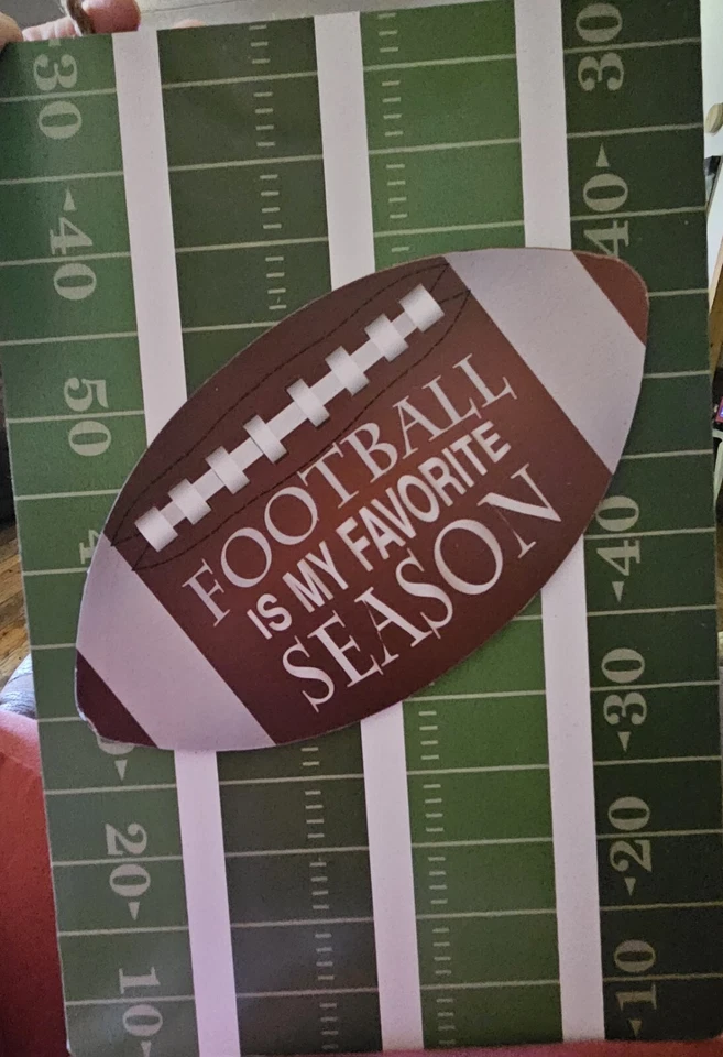 Football Sign Plaque Decor Door Hanger Superbowl Pressed Wood Rope Sport Jock - Image 1 of 1