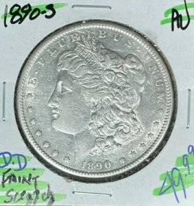 1890-S MORGAN SILVER DOLLAR ~ AU "FAINT SCRATCH" ~NICE COIN~ REF# D/D - Picture 1 of 2