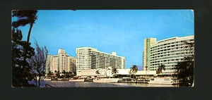 Famous Miami Beach Luxury Hotels Florida 1963 Panoramic Post Card 3 1/2 x 8 1/4 - Picture 1 of 2