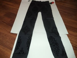 Grey Girls Leggings With High Waist Band Size S/M With Black Fancy Designs - Picture 1 of 6