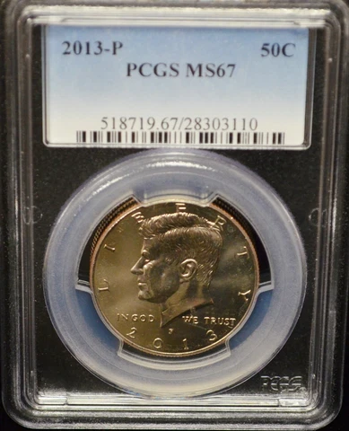 2013-P Kennedy Half Dollar PCGS Cert MS 67 #J501 Cover