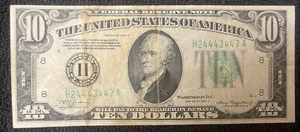 1934A $10 Bill Federal Reserve St. Louis Circulated Stained - Picture 1 of 13