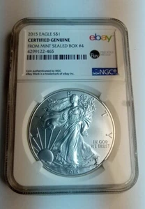 2015 American Eagle 1 oz Silver Dollar .999 NGC Genuine Mint From Sealed Box #4 - Picture 1 of 3