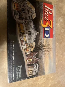 Puzz 3D Stockbridge at Christmas Norman Rockwell Milton Bradley - Picture 1 of 2