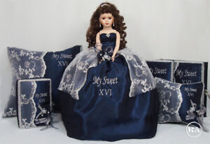 NEW 6PC Custom Quinceanera Set Kneeling pillow Doll Guestbook Photo album bible