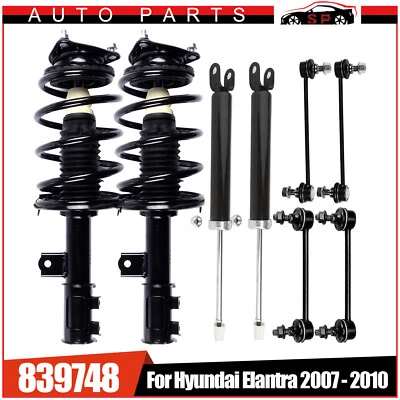 For 2007-2010 Hyundai Elantra Front Struts & Rear Shocks & Sway Bar Links Kit - Imagem 1 de 4