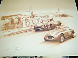 PRINT JAGUAR D TYPE FRAZER NASH 1954 LE MANS 24 HOURS FRANCOIS BRUERE TONY ROLT - Picture 1 of 1