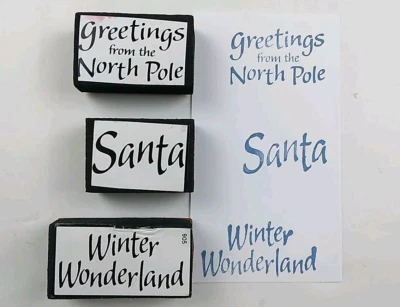 Conjunto de 3 carimbos de borracha montados em espuma Christmas Greetings Santa Winter Wonderland - Imagem 1 de 3