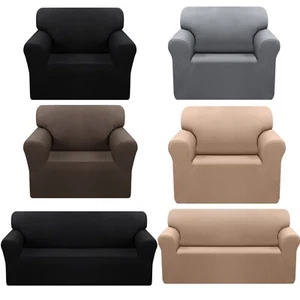Elastic Stretch Sofa Cover Solid Color Sofa Covers Seater Slipcover Protector  - Picture 1 of 36
