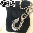 Bill Wall Leather 2001 Large Fish Hook Sterling Silver Pendant Necklace