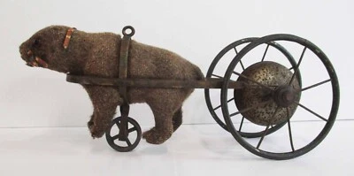 Старинный Bing Германии Mohair плюшевый медведь колокольчик игрушка хорошо любил, трудно найти c.1900 - Изображение 1 из 4