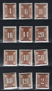 HUNGARY 1951 POSTAGE DUE SET SCOTT J198-J209 PERFECT MNH - Picture 1 of 1