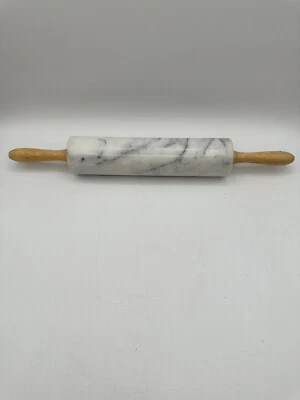 "Rodillo de mármol blanco y gris barril de 10"" de 18"" de longitud" Foto 1 de 4