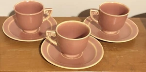 Lot 3 Homer Laughlin Art Wells Glazes Pink Rose Coffee Tea Cup Saucer Vintage - Picture 1 of 3