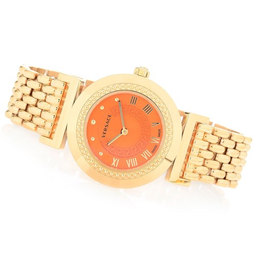Orologio Versace Donna P5Q80D165 H080 Vanity Oro Rosa IP Quadrante Arancione Bracciale