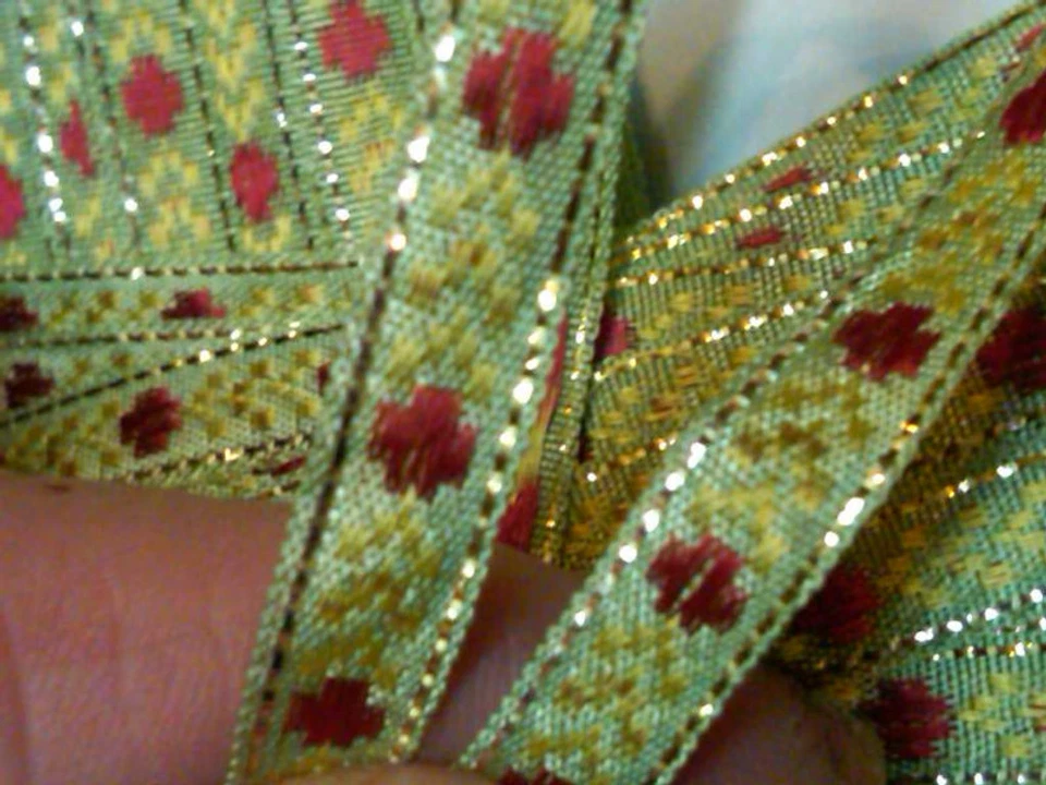 Cinta de seda vintage jacquard ribete 1/4" años 50 1 yarda Francia Foto 1 de 1