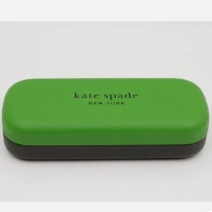 KATE SPADE GREEN HARD EYEGLASS CASE BLACK INTERIOR - Picture 1 of 4