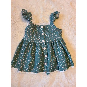 Sweet honey size 4t Green cherries ruffle top - Picture 1 of 5