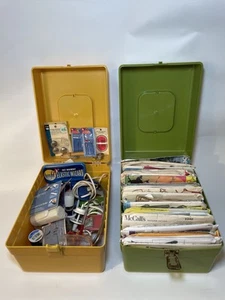 Vintage Sewing Lot w/ Notions, Tools, 35 Patterns & 2 Retro Wilson Boxes - Picture 1 of 24