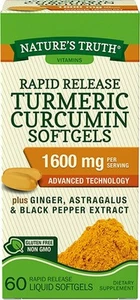 Nature's Truth Turmeric Curcumin w/ Ginger 1600 mg Rapid Release 60 Softgels 3Pk - Picture 1 of 4