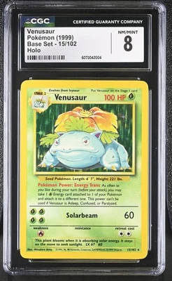 CGC 8 Venusaur 1999 Base Set 15/102 Holo Pokemon Card - Image 1 of 2