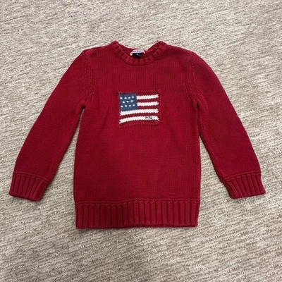 Vintage Ralph Lauren kids small 6-7 American flag sweater red white blue - Image 1 of 4