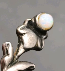 Vintage Weißer Opal Silber 925 Ohrringe Ohrhänger - Bild 1 von 9