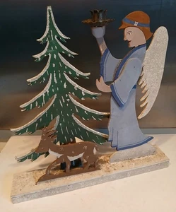 Uralte  Flachfigur Erzgebirge Engel  antik Kerzenhalter - Bild 1 von 2