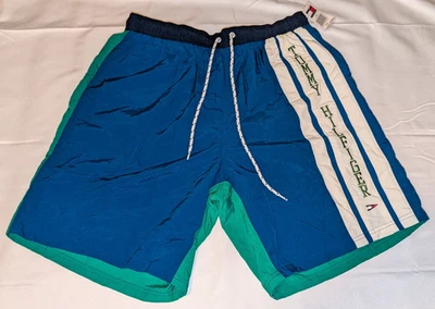 Vintage Tommy Hilfiger Striped Tommy Trunks Shorts Large Pro-AM Volley Ball NEW - Image 1 of 4