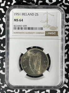 1951 Ireland 1 Florin NGC MS64 Lot#G285 Choice UNC! - Picture 1 of 3