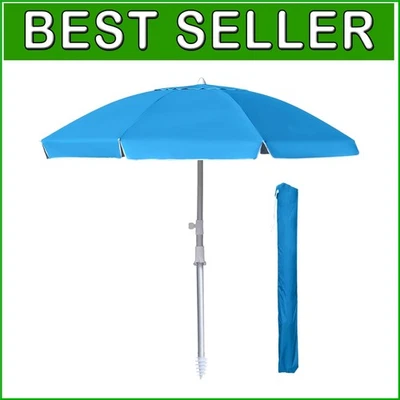 Versátil parasol de 8 pies con poste de aluminio ligero y ajuste Foto 1 de 4