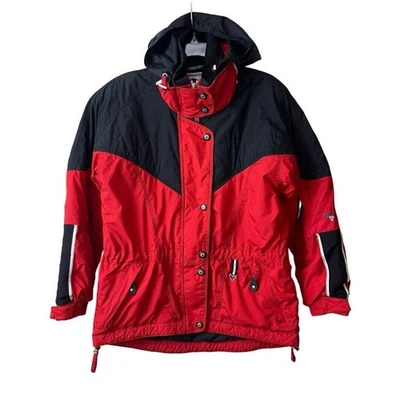 Chaqueta de esquí Obermeyer para mujer 10 rojo negro Thermolite abrigo de nieve con capucha Foto 1 de 4