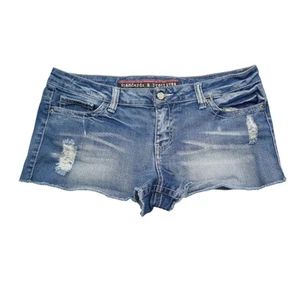 Standards Practices Shorts Damen 32 blau Mid Rise Distressed Jorts Boyfriend - Bild 1 von 13